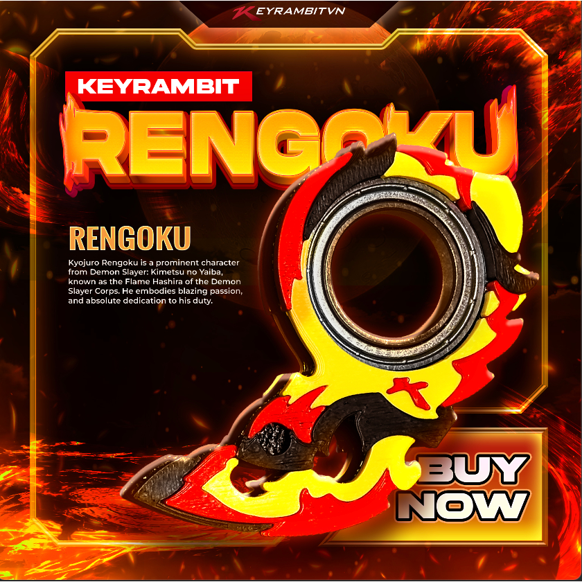 [DEMON] Keyrambit Rengoku - Flame of Resolve - Keyrambitvn - Móc Khoá Xả Stress
