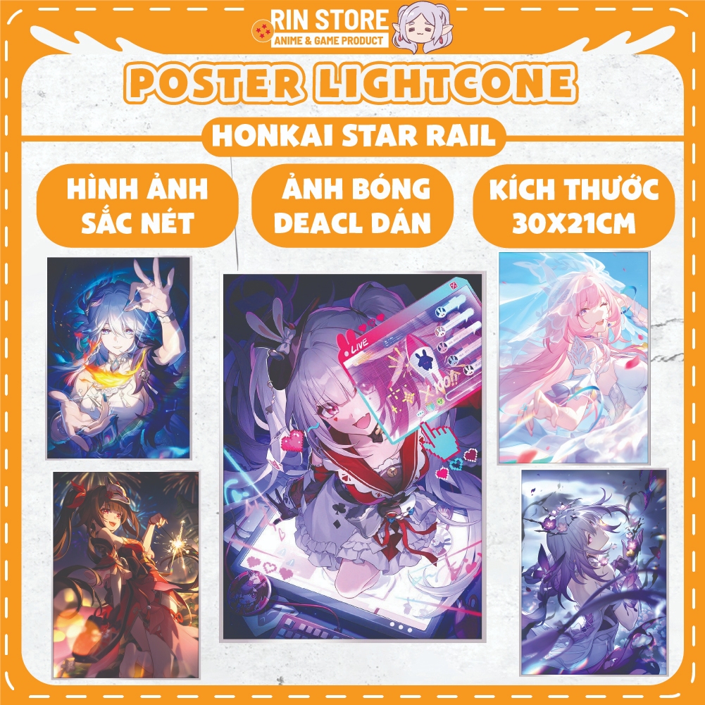 Poster Honkai Star Rail Nón Ánh Sáng, Combo 5 LightCone Kích Thước A4, Decal Trang Trí, Quà Tặng