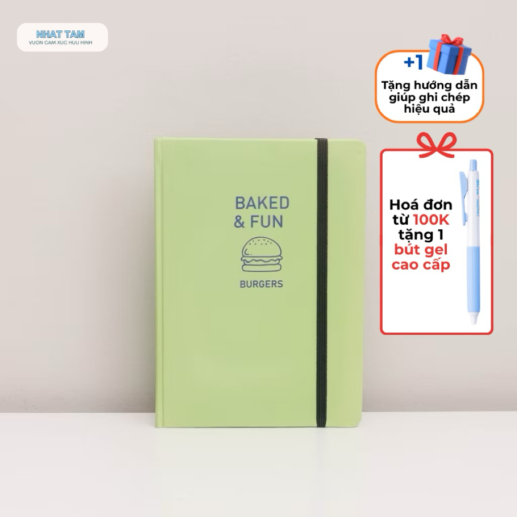 Sổ tay dotgrid 100gsm A5 Crabit bullet journal - Baked&Fun Burger