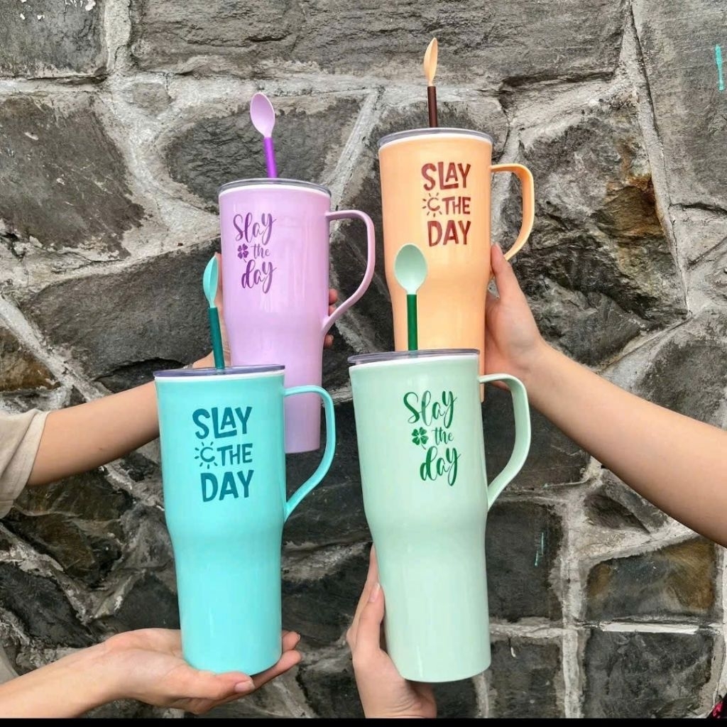 LY UỐNG NƯỚC DÁNG CAO 1000ML TÂN LÂP PHÁT CÓ MUỖNG CÓ ỐNG HÚT