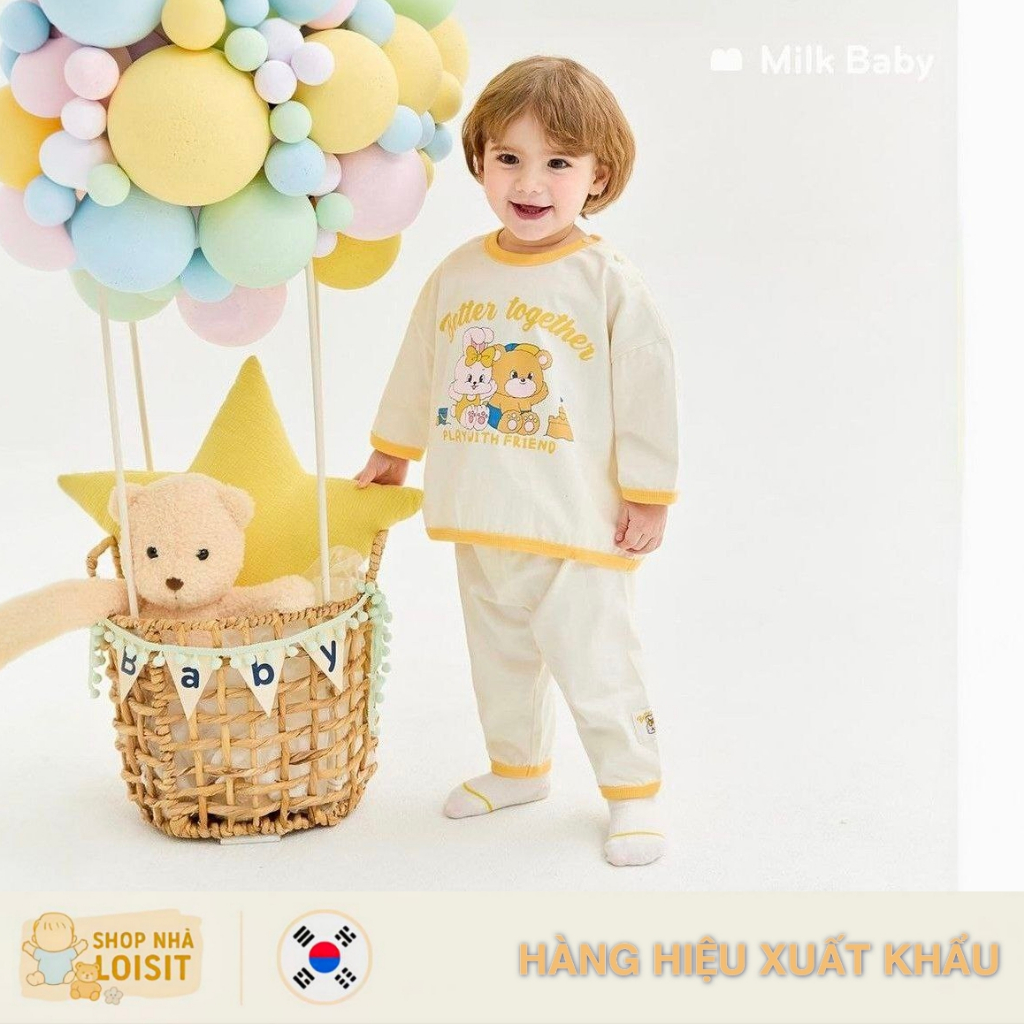 [Size 80-100-120] Bộ Dài Tay Trẻ Em Milk Baby Cao Cấp - Họa Tiết "Better Together" Dễ Thương