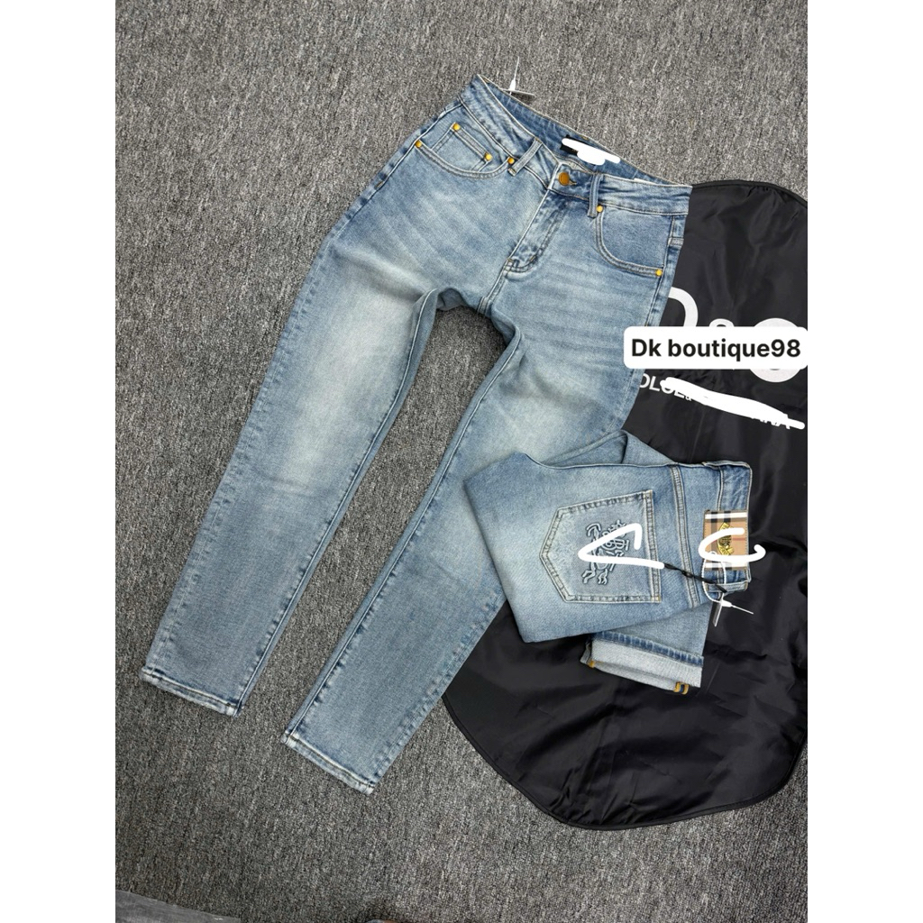 quần bò nam dk boutique màu xanh mài hoạ tiết túi sau điểm nhấn đẹp,chất bò dày dặn mềm co dãn nhẹ p
