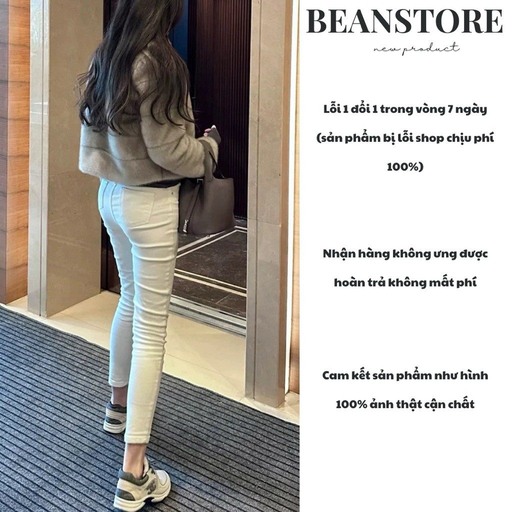 Quần Jeans Nữ dáng Ôm Lưng Thấp màu Trắng Basic Quần Jeans Nữ chất liệu Denim Co Giãn Cao Cấp | BigBuy360 - bigbuy360.vn
