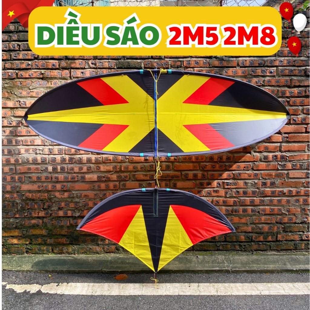 Diều sáo Vivu 2m5 2m8 hoàn thiện sẵn – áo in nhiệt – khung cacbon lắp ghép (KHÔNG BAO GỒM SÁO)