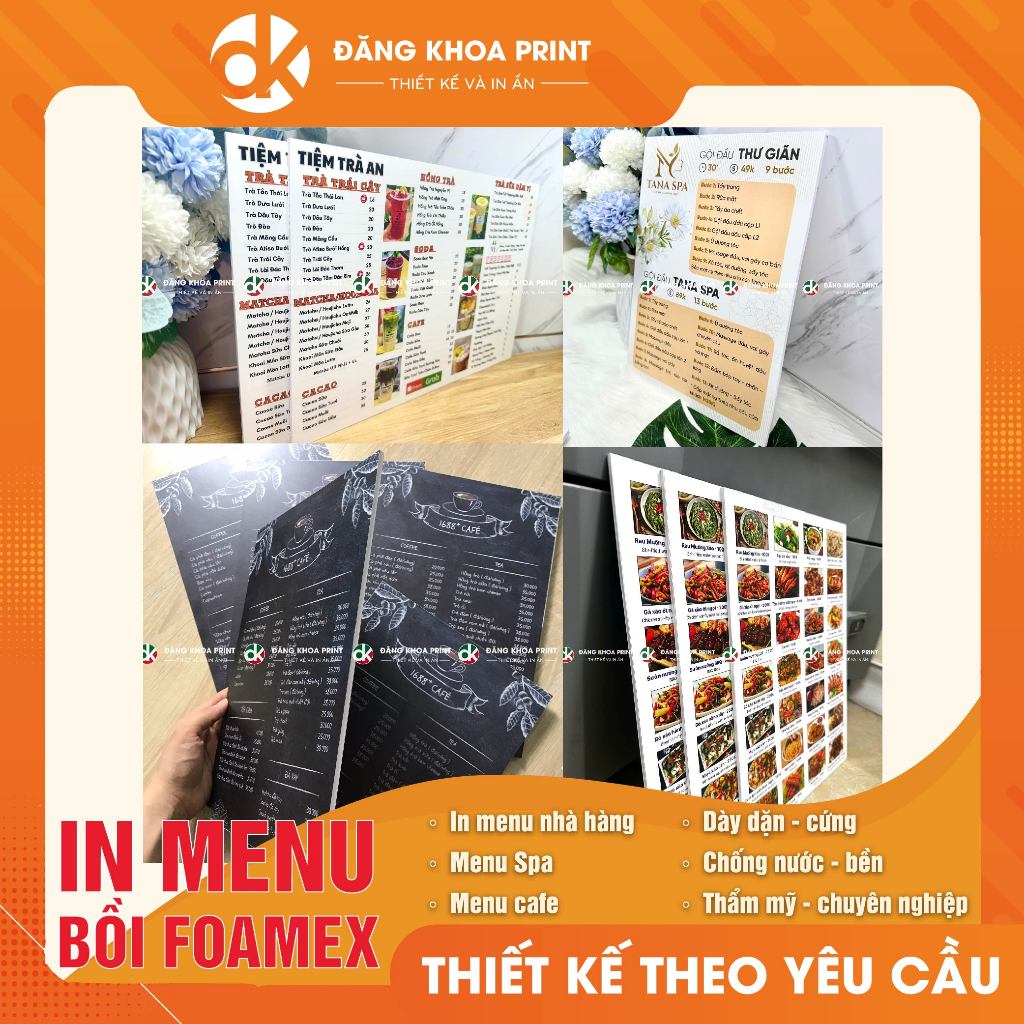 In menu formex, in menu bồi foamex, menu fomex thiết kế theo yêu cầu