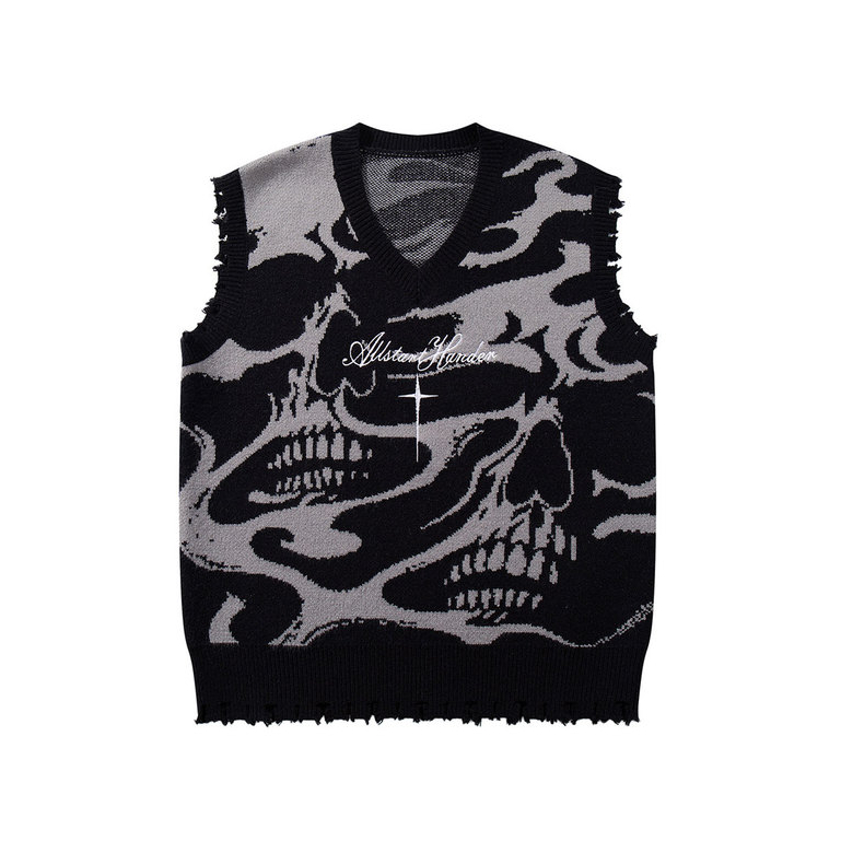 Áo Vest Len Họa Tiết Đầu Lâu | Skull Logo Knit Vest | 3T Streetwear