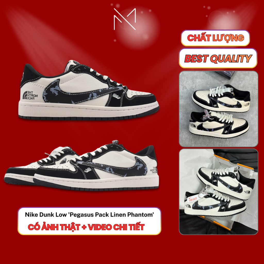 Giày Nike Air Jordan 1 Low Travis Scott x The North Face – Sneaker Nam Nữ JD1 Đen Xám Best Quality