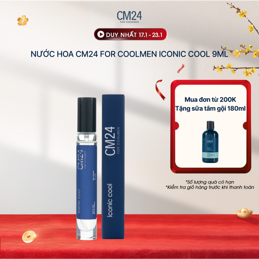 Nước Hoa Nam CM24 For COOLMEN ICONIC COOL Eau de Parfum Hương Thơm Tươi Mát, Nam Tính, Năng Động 9ml