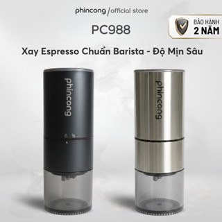 Máy xay cà phê tự động Phincong PC988 Espresso – Xay Siêu Mịn, Lõi thép, 26W, Pin 800mAh