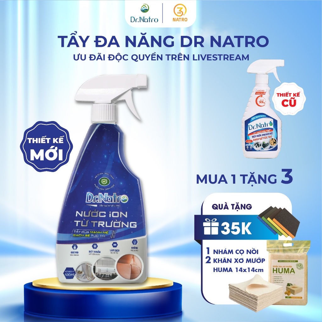 Tẩy đa năng Dr Natro tẩy sạch mọi vết bẩn cháy khét xoong nồi, dầu mỡ, inox rỉ sét - Em3natro