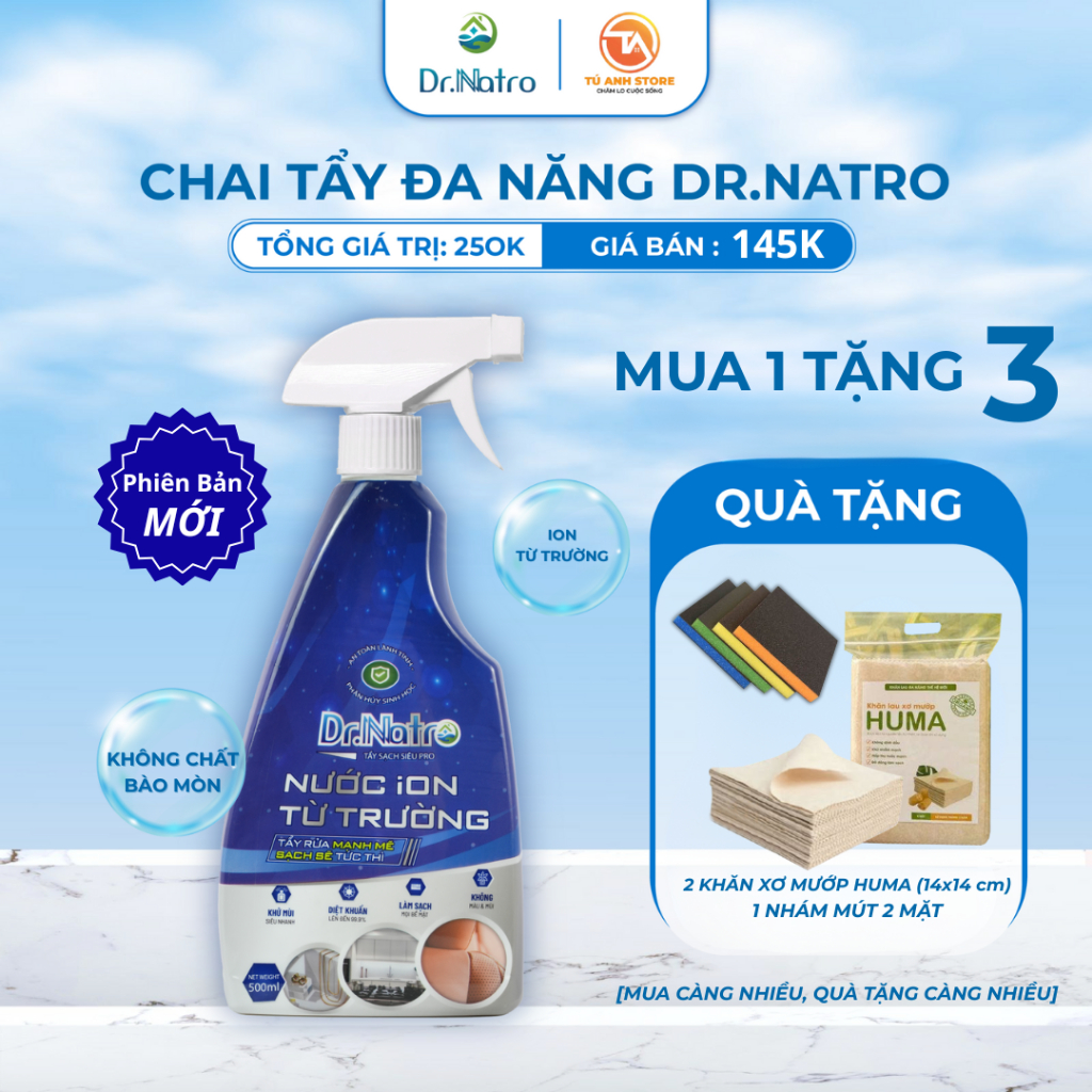Tẩy đa năng Dr natro tẩy sạch mọi vết bẩn công nghệ ion từ trường 500ml - Tuanhstore