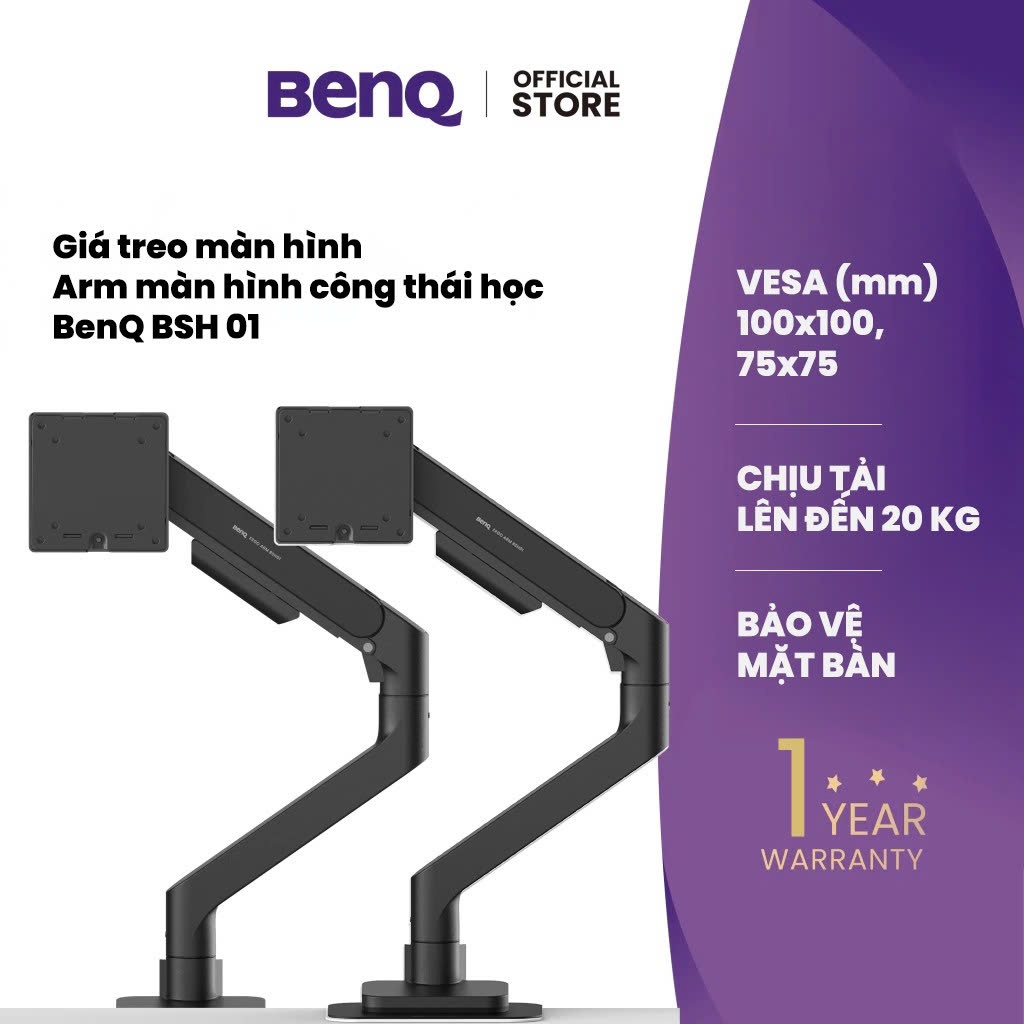 Giá treo màn hình công thái học BenQ Ergo Arm BSH01_ Arm màn hình máy tính, tay đỡ màn hình