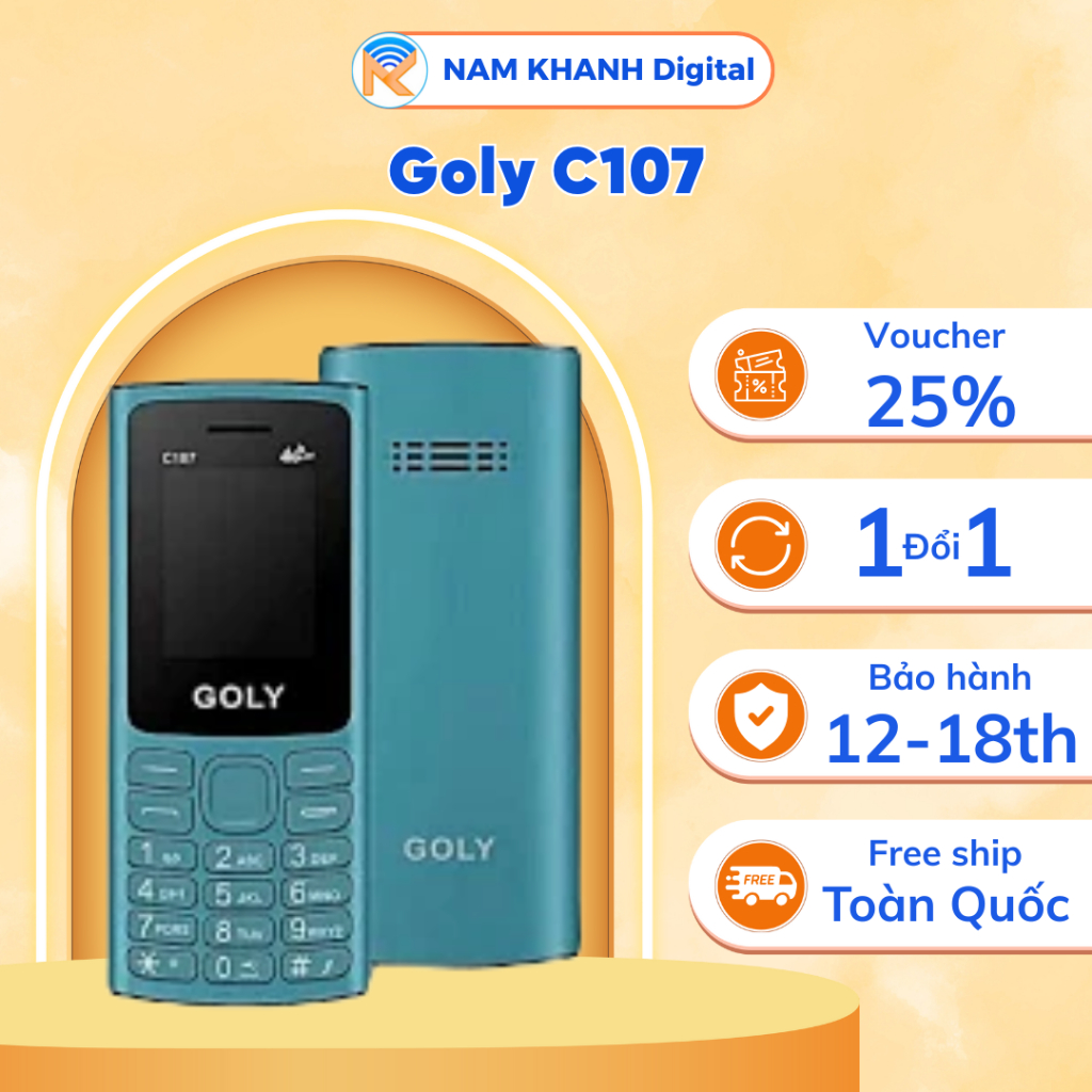 ĐIện thoại Goly C107 4G - Hỗ trợ sóng 4G - Bàn phím lỡn - Chữ to - Nam Khang Digital