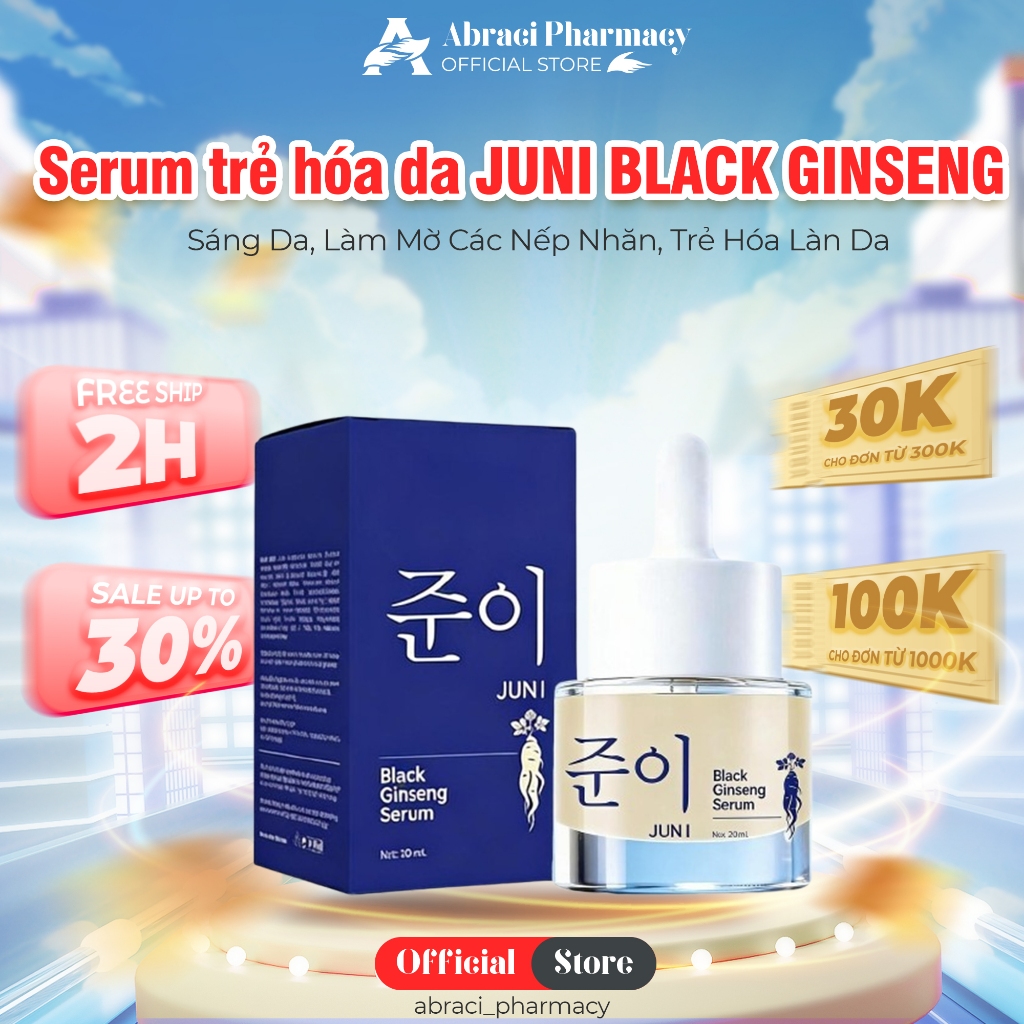Serum Dưỡng Da Nhân Sâm Đen JUNI Black Ginseng - Serum Black Ginseng Làm Mờ Các Nếp Nhăn, Trẻ Hóa Là