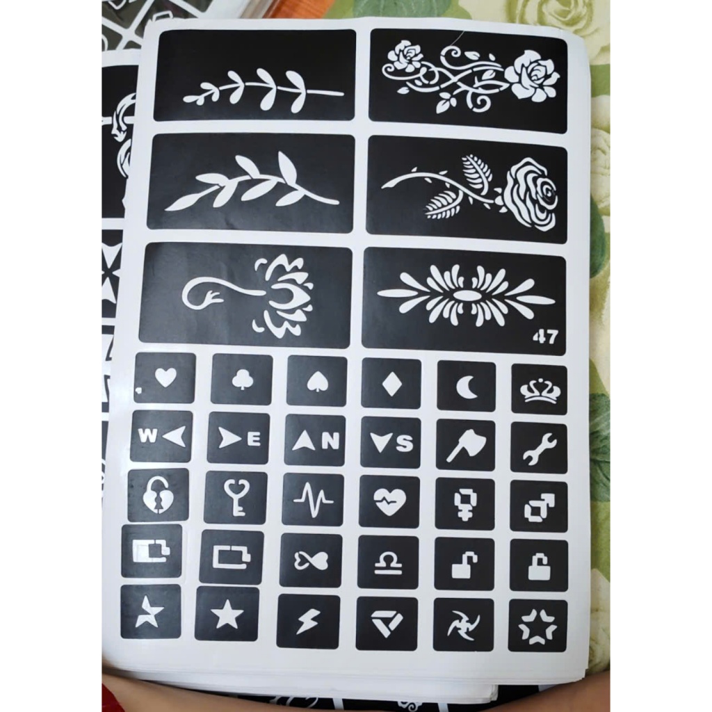 Khuôn henna vẽ mực các mẫu khổ A4 - Tatoo henna