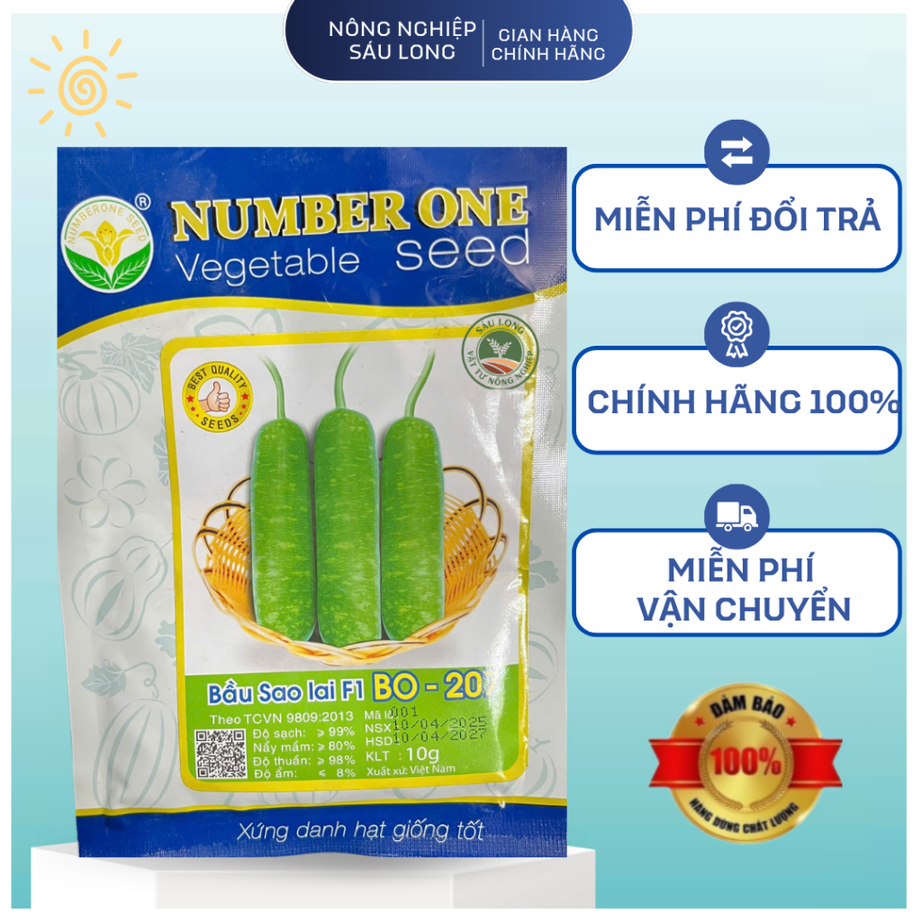 GÓI 10 GRAM - HẠT GIỐNG BẦU SAO LAI F1 BO-207 NUMBER ONE - TRÁI BÓNG ĐẸP