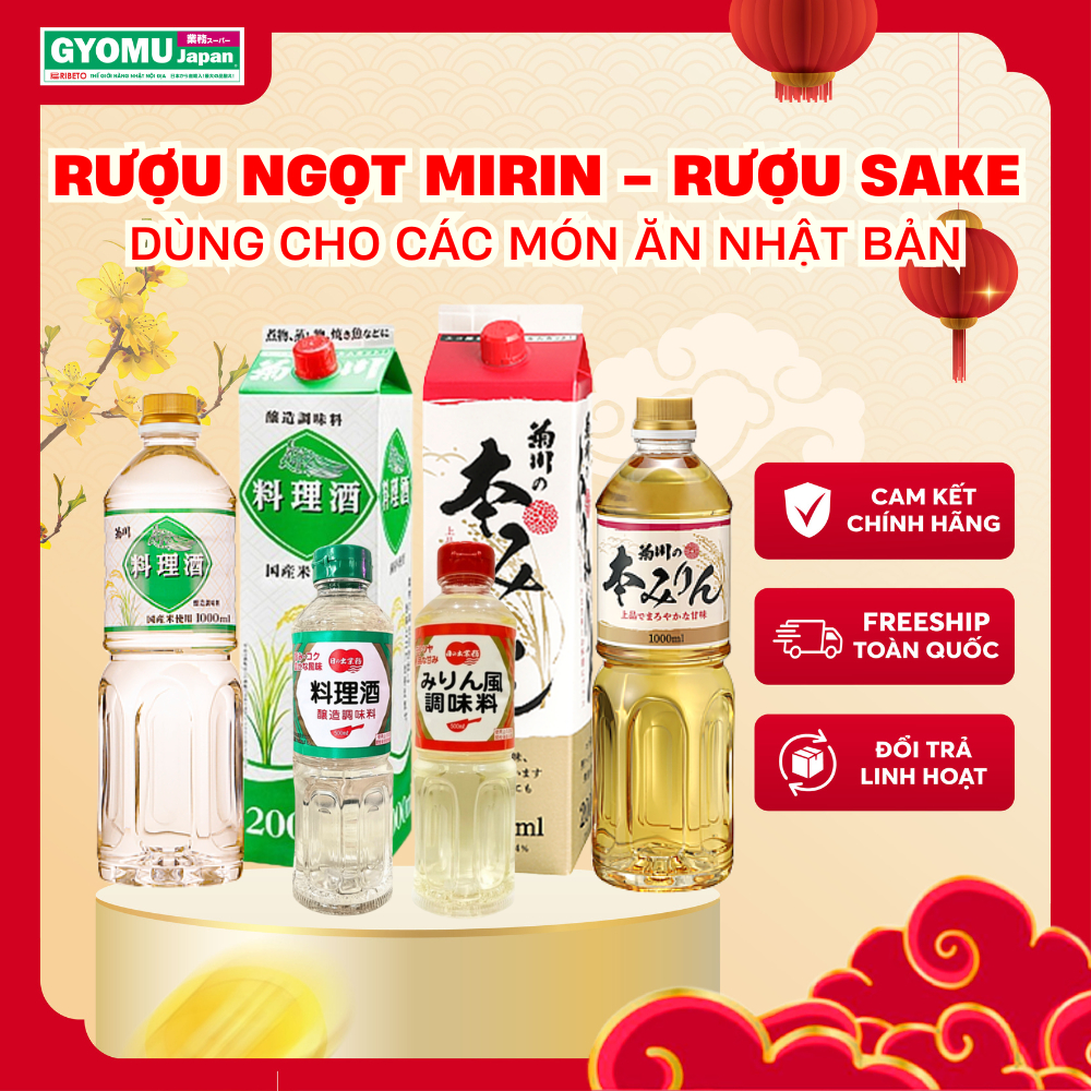 R.ngọt nấu ăn Mirin đủ loại vị 500ml,mirin nấu ăn , sake nấu ăn Nhật Bản- Gyomu Japan