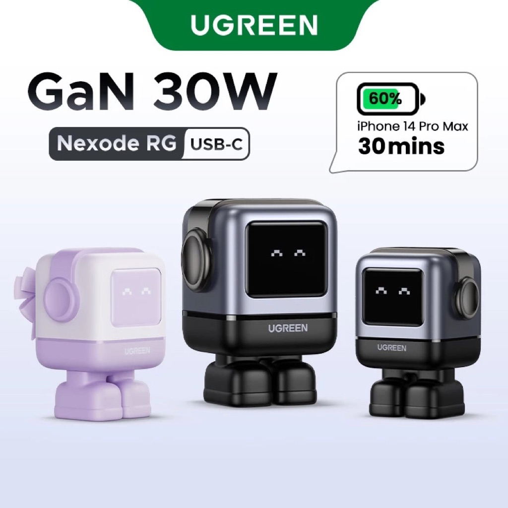 UGREEN Củ sạc nhanh Nexode Robot UGREEN Uno 30W| Công nghệ GaN Củ Sạc Công nghệ PD3.0