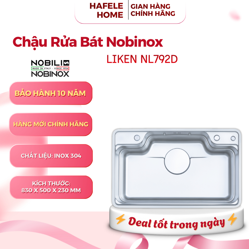Chậu Rửa Bát 1 Hố Nobinox LIKEN NL792D – Inox 304 – Bề Mặt Hạt Linen Chống Xước – Xuất Xứ PRC – EEH
