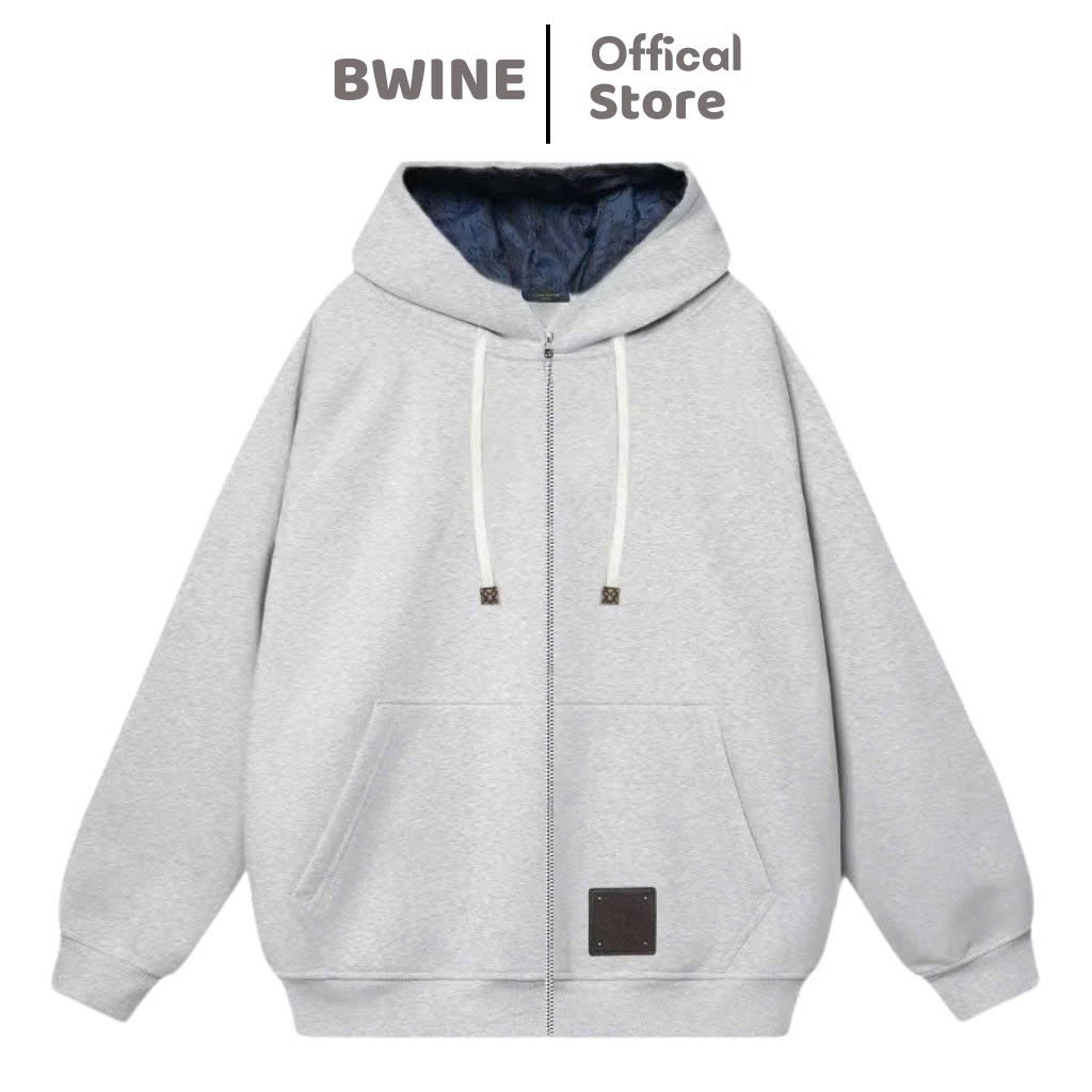 Hoodie Zip Thêu Logo Monogram V2 Vải Chân Cua Dày Dặn
