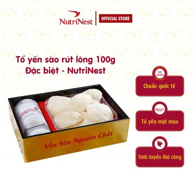[Hỏa tốc HCM] Tổ Yến Sào Rút Lông Nguyên Tổ Đặc Biệt NutriNest Cao Cấp Tặng Người Thân 100g - Kèm Đường Phèn