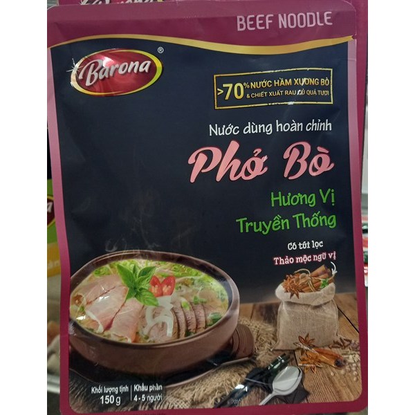 Nước Dùng Hoàn Chỉnh Barona Vị Phở Bò 150g