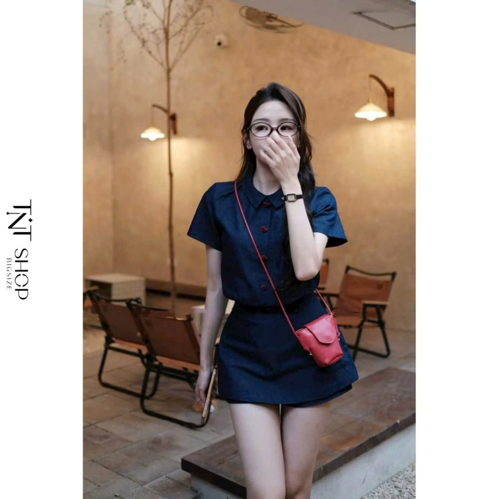 VÁY JUM BIGSIZE CỔ SƠ MI TAY NGẮN KHUY TIM [ TNT SHOP BIGSIZE 60kg - 90kg ]