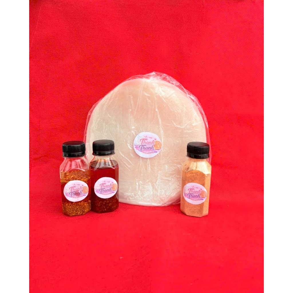 Combo 250g bánh tráng tròn phơi sương + 100g muối sặc + 100g sa tế + 100g tỏi phi