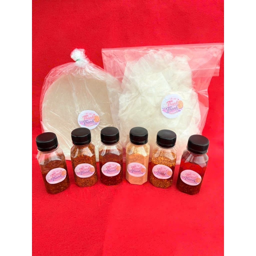 Combo 500g bt rìa ps +250g bt tròn ps +100g muối sặc +100g sa tế +100g tỏi phi +100g muối bò +100g ớ