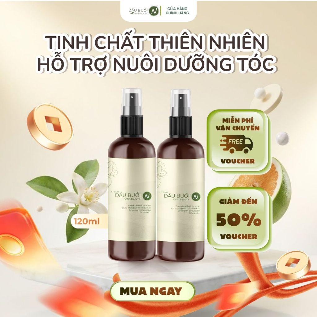 X2NBT120 - Combo 2 Xịt Tinh Dầu Vỏ Bưởi Da Xanh Nana Beauty 120ml hỗ trợ giảm rụng, hỗ trợ mọc tóc