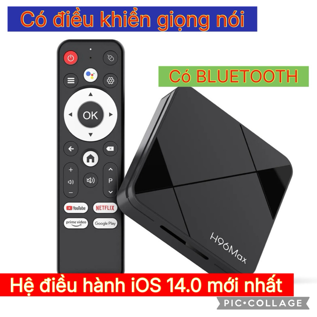 TVBOX Bluetooth có Remote giọng nói xịn mới Android 14 H96MAX Tivibox giúp TV truy cập internet, youtube, game