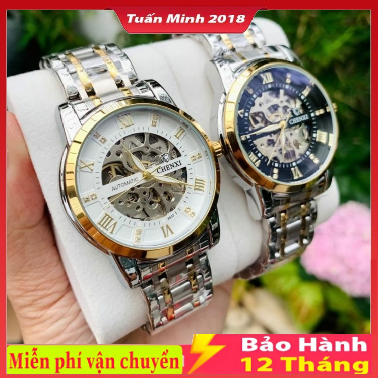 Đồng Hồ Cơ Automatic Chenxi 8802 Lộ Máy 2 Quai Thép Đúc Kiểu Dáng thời trang sang trọng