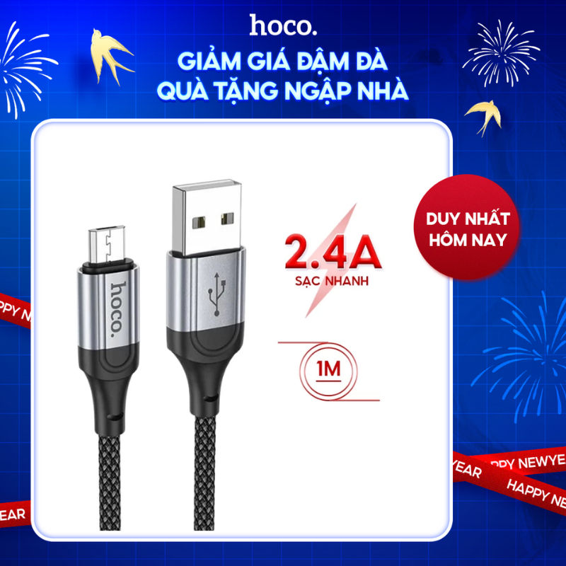 Cáp sạc nhanh Hoco X102, dây sạc chính hãng chân MICRO usb truyền dữ liệu thiết kế dây dù tinh tế chống đứt,chiều dài 1m