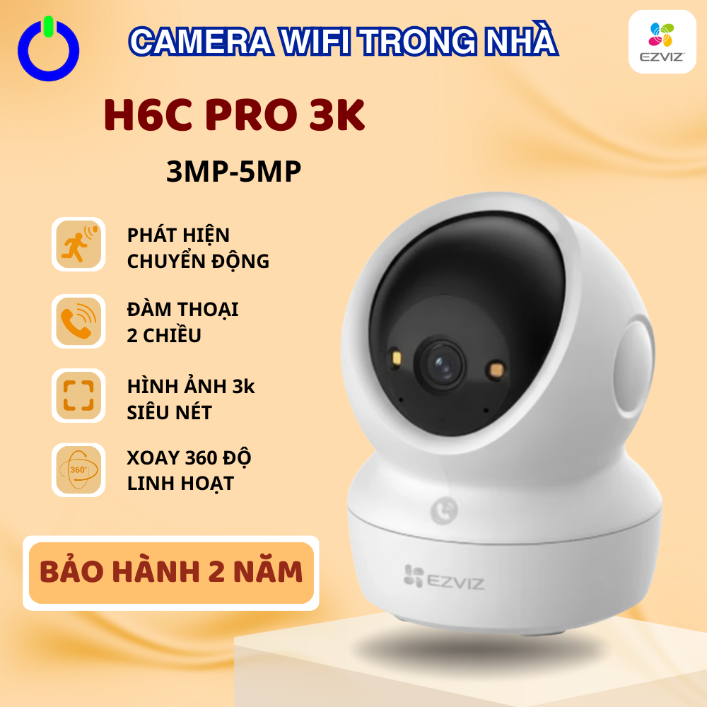 Camera Wifi Trong Nhà EZVIZ H6C Pro  | H6C G1 8MP – Phát Hiện Người, Đàm Thoại 2 Chiều, Xoay 360°, B