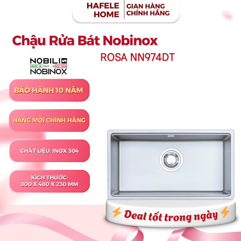 Chậu Rửa Bát 1 Hố Nobinox ROSA NN974DT – Công Nghệ Bề Mặt Vân Siêu Mịn Bền Đẹp – Xuất Xứ PRC – EEH