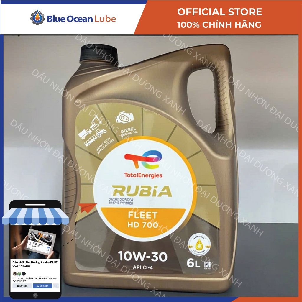 NHỚT CAO CẤP ĐỘNG CƠ DẦU TOTAL RUBIA FLEET HD700 10W30 CAN 6L