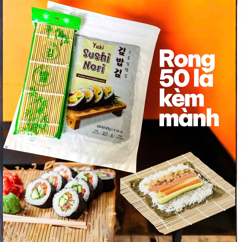 Rong Biển Cuộn Cơm Sushi, Kimpap 50 Lá