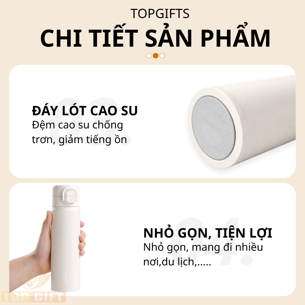 Bình giữ nhiệt TopGifts B511 khắc tên theo yêu cầu dung tích 500ml 4 màu SUS316 an toàn có quai xách tiện lợi | BigBuy360 - bigbuy360.vn