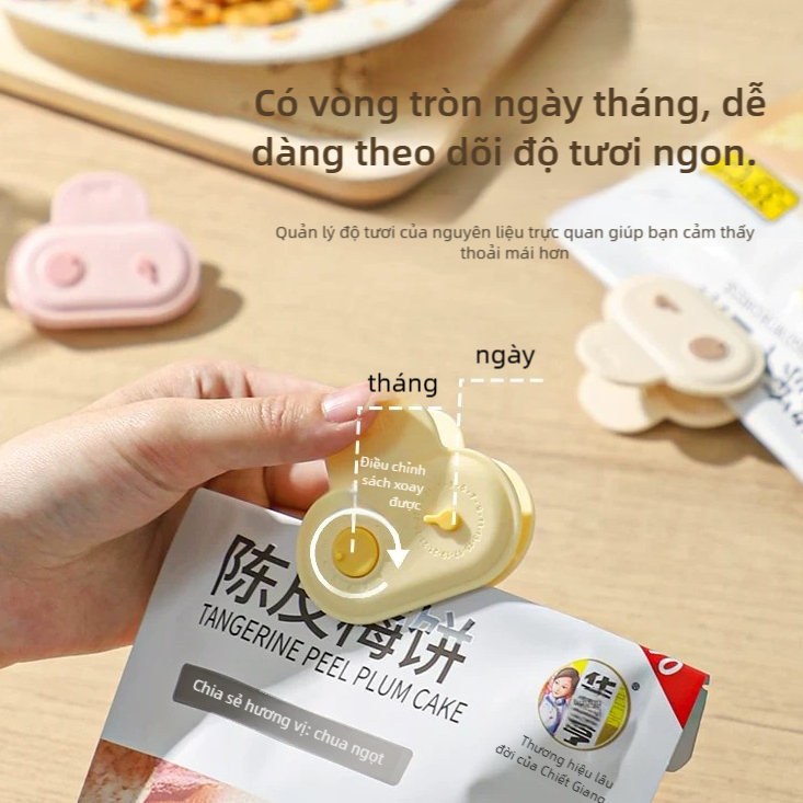 5 Kẹp Niêm Phong Đồ Ăn Dễ Thương Có Vòng Tròn Ngày, Nam Châm Hít Tủ Lạnh, Kẹp Ghi Chú Trang Trí