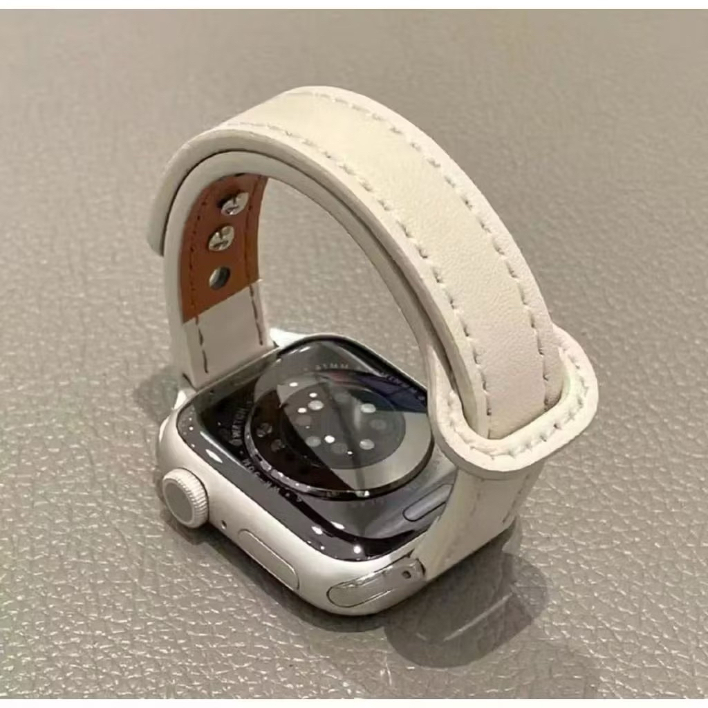 Dây đeo đồng hồ nữ bằng da Slim cho Apple Watch series 45MM 41mm 40MM 38mm Dây đeo tay mỏng cho Seri