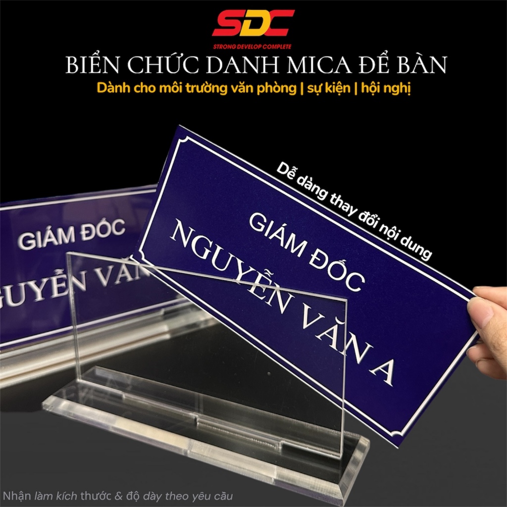 Biển chức danh để bàn - Biển chức danh - Bảng chức danh Mica