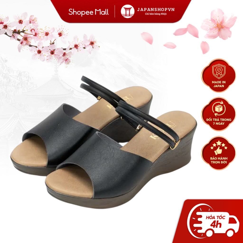 Sandal nữ đế xuồng KOSU cao 6cm siêu êm, nhẹ, chống trơn trượt K-23332 chính hãng Kobe Nhật Bản