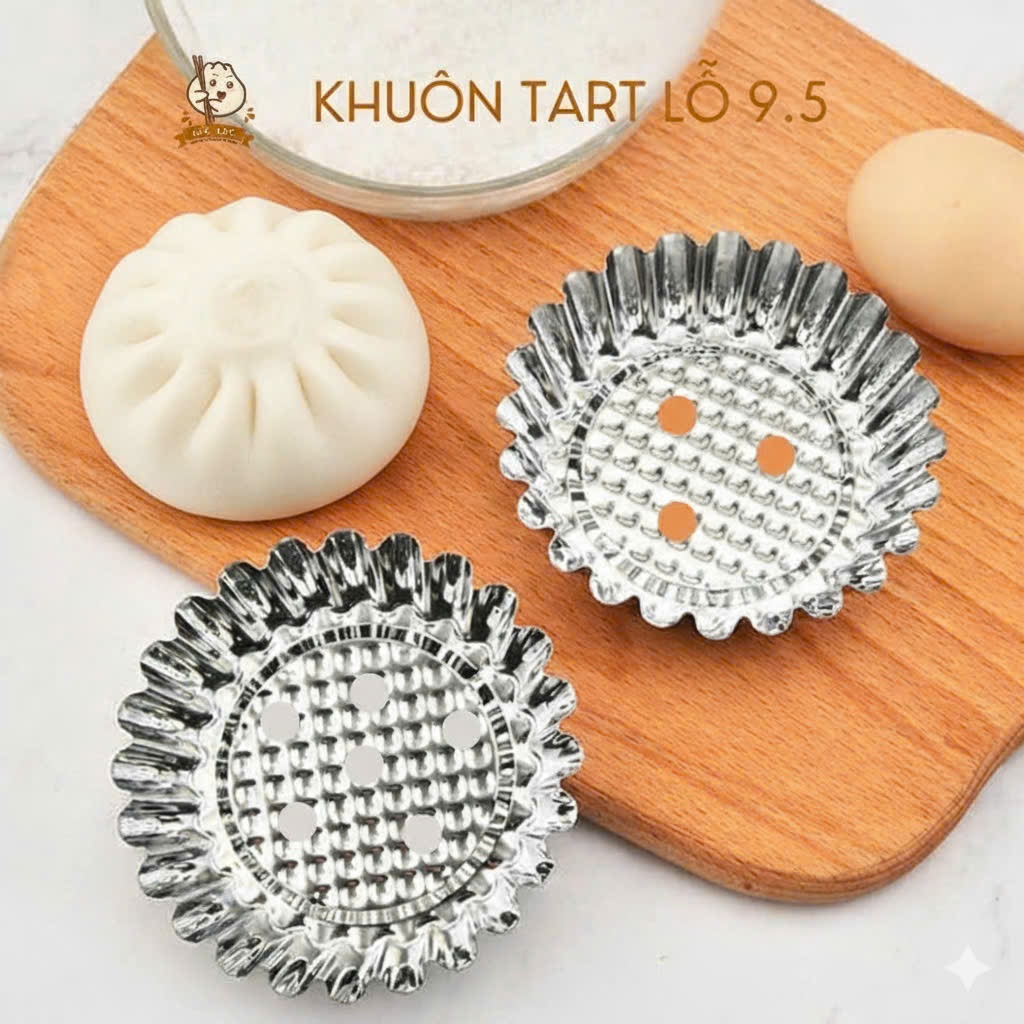 Bán Sỉ - Khuôn tart inox Cỡ 9.5 tart lỗ, tart giữ form bánh, lót đế bánh bao và giấy lót bánh