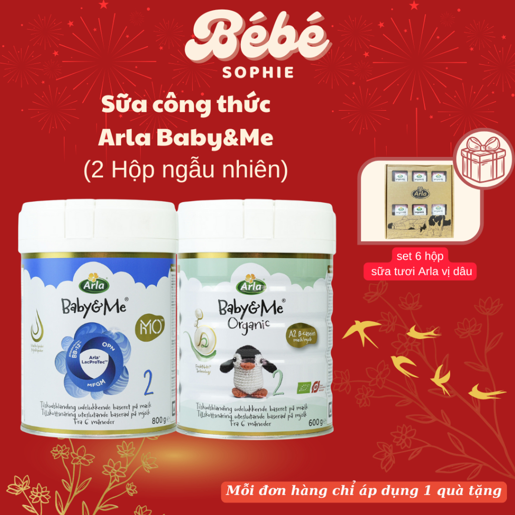 (𝐂𝐨𝐦𝐛𝐨 𝟐 𝐡𝐨̣̂𝐩) Sữa Arla Baby&Me HMO 800gr , Sữa Arla Baby&Me Organic A2 số 1, 2,3 - Bebe Sophie