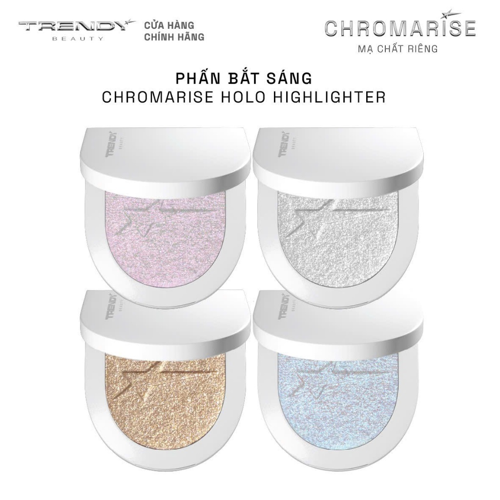 [COMBO SIÊU SÁNG] Phấn Bắt Sáng TRENDY BEAUTY Chromarise Holo Highlighter, Hiệu Ứng Glow Đa Chiều