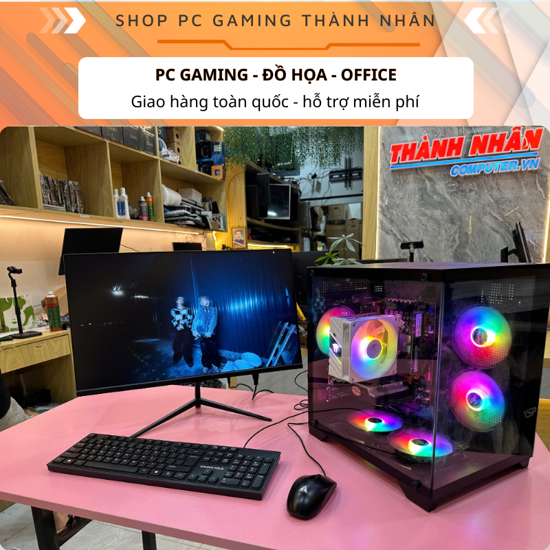 Pc Gaming Core i5 10400f Ram 8gb ssd 256gb Vga gt 730 2gb Case Gaming 2 Mặt Kính