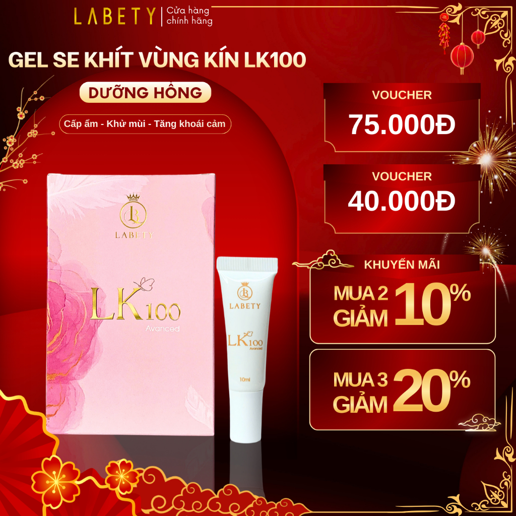 [Che tên]Gel se khít làm hồng vùng kín LK100 Khử thâm, cấp ẩm, giảm khô hạn, trẻ hóa cô bé 10ml