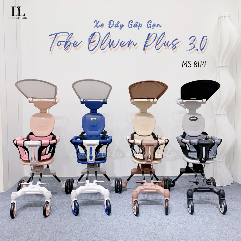 Xe Đẩy Tobé Olwen Plus 3.0 Gấp Gọn - Đệm Mái Che, Xoay 360°, Siêu Nhẹ 3.8Kg, Tải 30Kg - Chính Hãng.