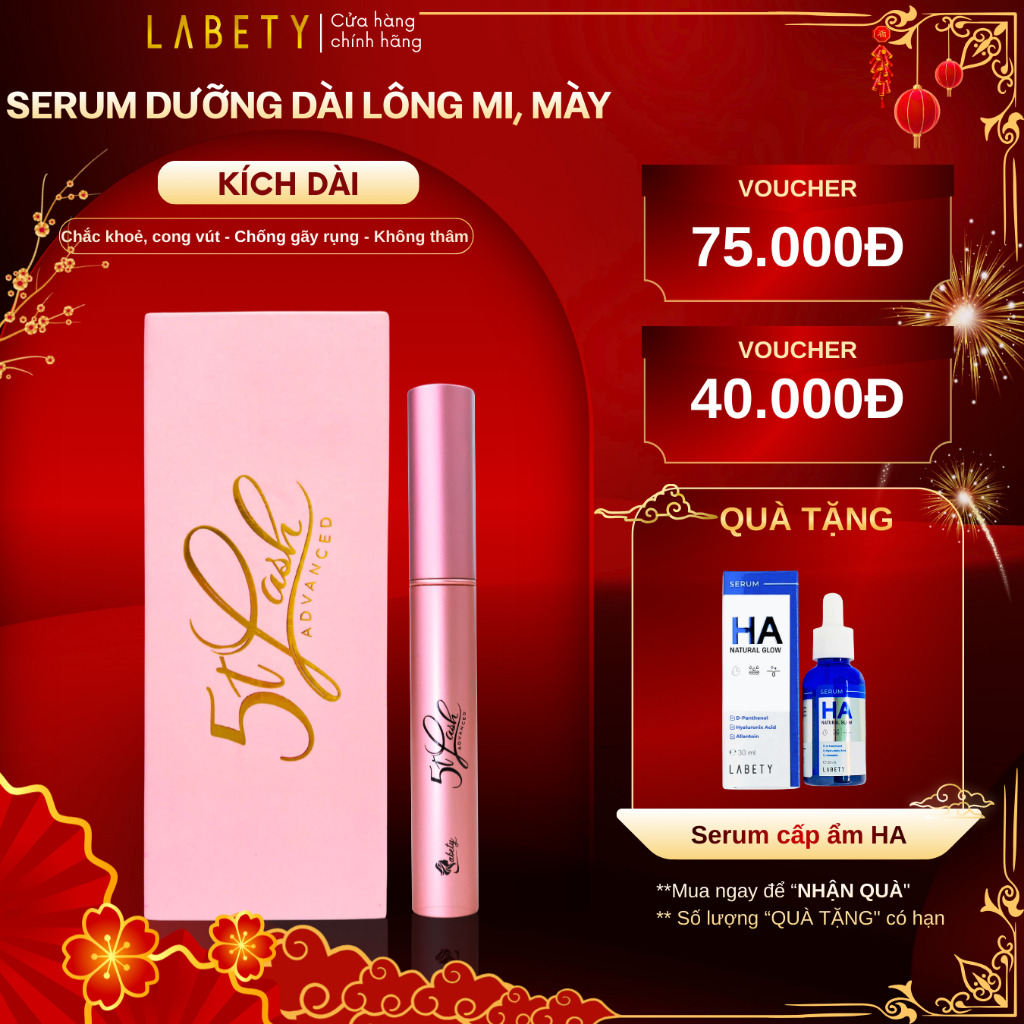 Serum Kích Mọc Dài Mi 5T LASH 5ML, Dưỡng Dài Mi Từ 14 Ngày, Làm Dày Cong, Bền Trọn Đời Không GãyRụng