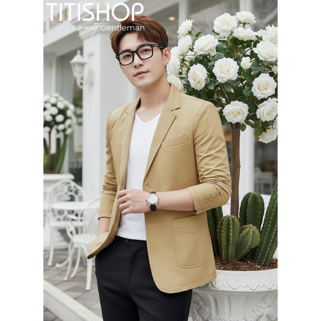 (Đặt Nhanh) Áo Vest Kaki Nam , Suit nam , Blazer quý ông , Áo blazer nam , Áo vest nam kaki DHKAKI06